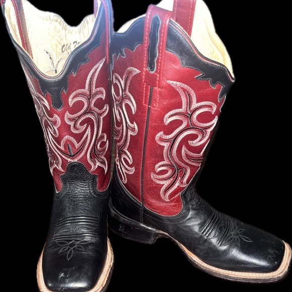 Old West leather upper boots (Red)
